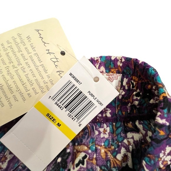 Band of the Free People Linaelle‎ Purple Floral Faux Wrap Skirt Midi NWT $89 MED - Picture 14 of 16